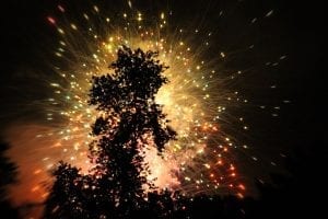 Fireworks at Night over Lake Winnepesaukah
